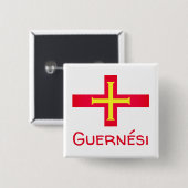 Flagge von Guernési Button (Vorne & Hinten)