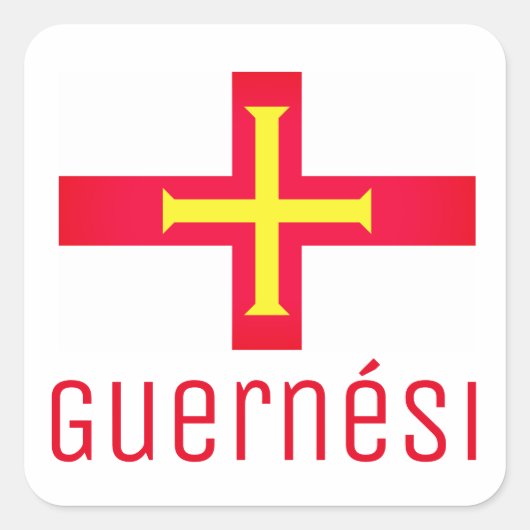 Flagge von Guernési Quadratischer Aufkleber (Vorderseite)