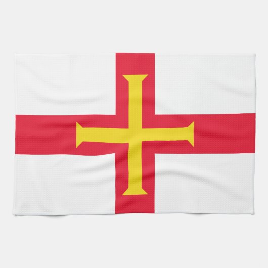 Flagge von Guernsey Geschirrtuch (Horizontal)