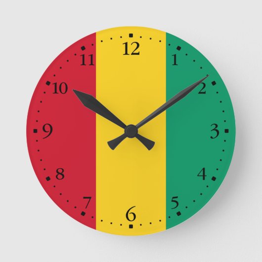 Flagge von Guinea Runde Wanduhr (Vorderseite)