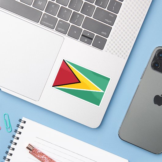 Flagge von Guyana Aufkleber (Laptop mit iPhone)