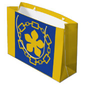 Flagge von Hamilton, Ontario großes Geschenkband Große Geschenktüte (Rückseite Schrägansicht)