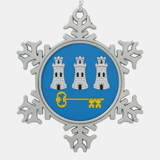 Flagge von Havanna, kubanische Schneeflocke Weihna Schneeflocken Zinn-Ornament (Vorderseite)