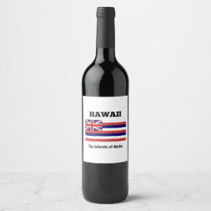 Flagge von Hawaii Weinetikett