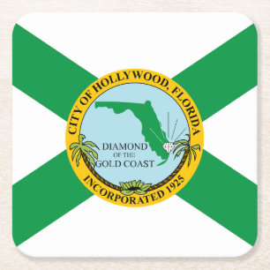 Flagge von Hollywood, Florida Rechteckiger Pappuntersetzer
