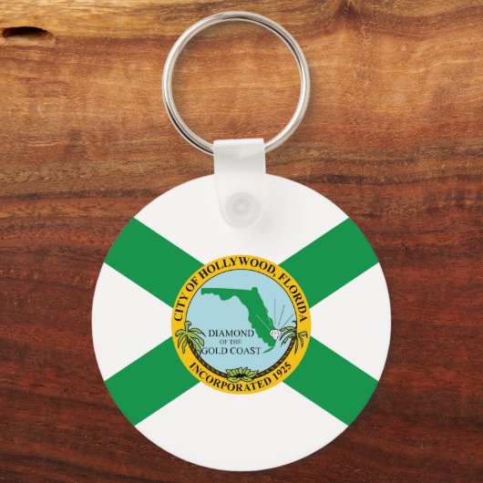 Flagge von Hollywood, Florida Schlüsselanhänger (Rückseite)