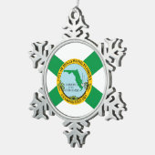 Flagge von Hollywood, Florida Schneeflocken Zinn-Ornament (Rechts)