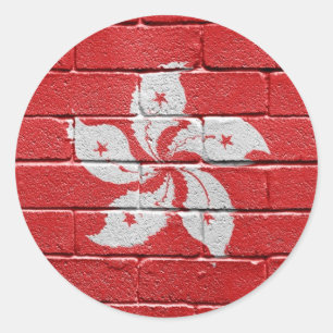 Flagge von Hongkong Runder Aufkleber