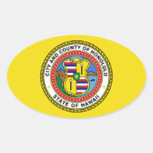 Flagge von Honolulu, Hawaii Ovaler Aufkleber (Vorderseite)