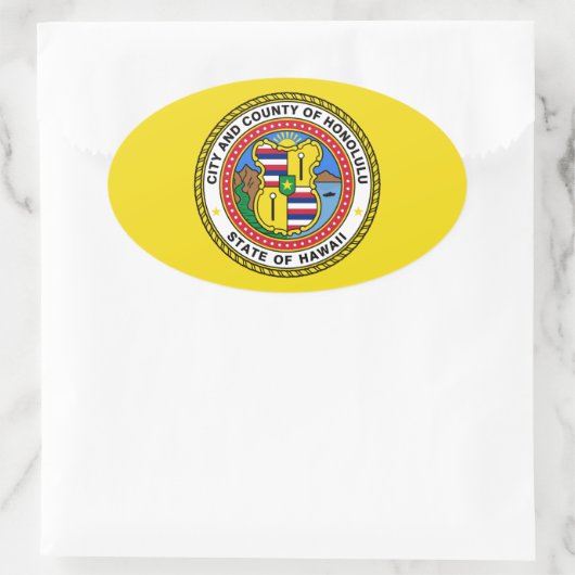 Flagge von Honolulu, Hawaii Ovaler Aufkleber (Tasche)