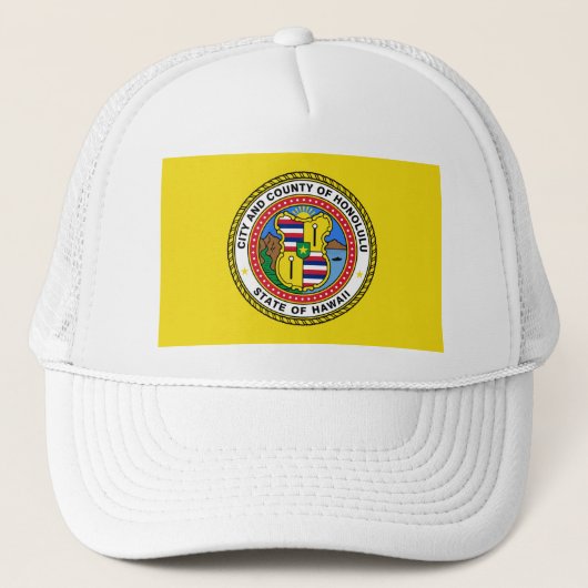 Flagge von Honolulu, Hawaii Trucker Hat Truckerkappe (Vorderseite)