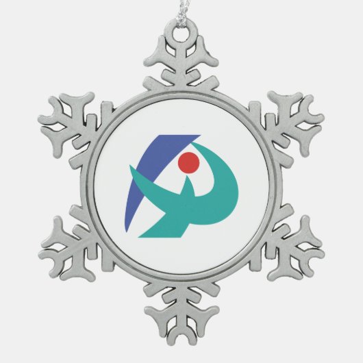 Flagge von Iga, Mie, Japan Schneeflocken Zinn-Ornament (Vorderseite)