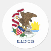 Flagge von Illinois Runder Aufkleber (Vorderseite)