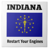 Flagge von Indiana, starten Sie Ihre Motoren neu Fliese (Vorderseite)