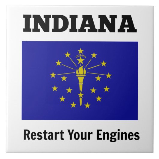 Flagge von Indiana, starten Sie Ihre Motoren neu Fliese (Vorderseite)