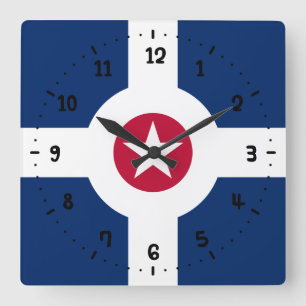 Flagge von Indianapolis, Mauer-Uhr des Indiana-Pla Quadratische Wanduhr
