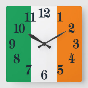 Flagge von Irland-Kleeblatt Quadratische Wanduhr