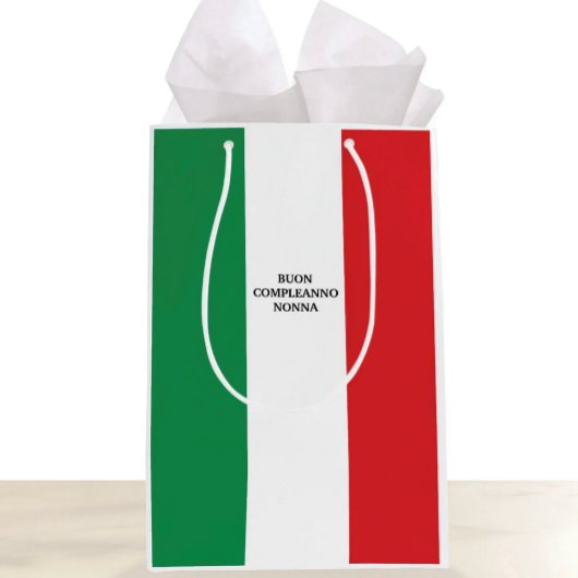 Flagge von Italien Buon Compleanno oder Benutzerde Mittlere Geschenktüte