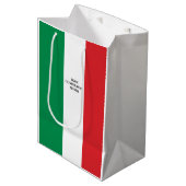 Flagge von Italien Buon Compleanno oder Benutzerde Mittlere Geschenktüte (Vorderseite Schrägansicht)