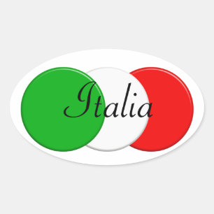 Flagge von Italien. in Liebe Italien. Ovaler Aufkleber