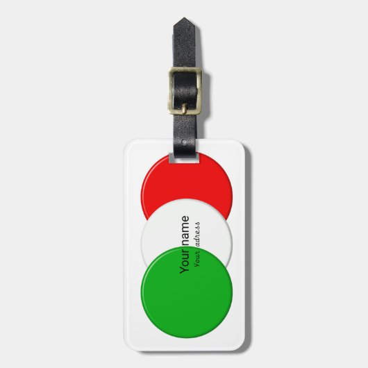 Flagge von Italien. Name. Text Gepäckanhänger (Vorderseite vertikal)