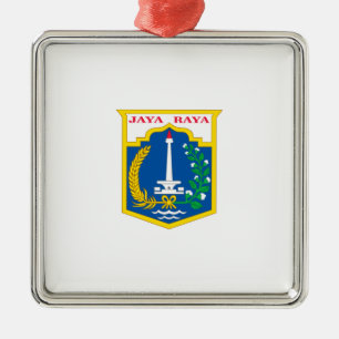 Flagge von Jakarta (Stadt der indonesischen Haupts Ornament Aus Metall