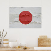 Flagge von Japan verwitterte Farbe Poster (Küche)