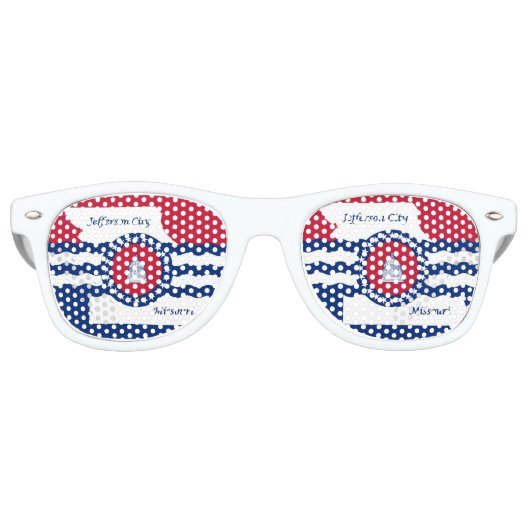 Flagge von Jefferson City, Missouri Retro Sonnenbr Partybrille (Vorderseite)