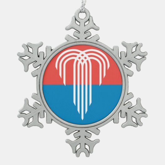 Flagge von Kansas City, Missouri Schneeflocken Zinn-Ornament (Vorderseite)