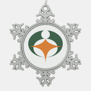 Flagge von Koga, Shiga, Japan Schneeflocken Zinn-Ornament