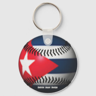 Flagge von Kuba auf einem Baseball Schlüsselanhänger