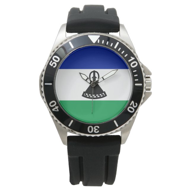 Flagge von Lesotho Armbanduhr (Vorderseite)