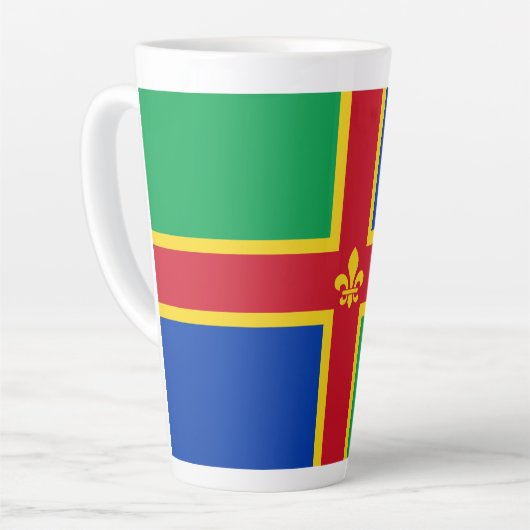 Flagge von Lincolnshire Latte Tasse (Linke Ecke)