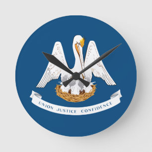 Flagge von Louisiana Runde Wanduhr