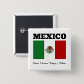 Flagge von Mexiko, beschriftet Button (Vorne & Hinten)