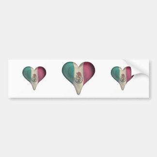 Flagge von Mexiko in einem Herzen Autoaufkleber