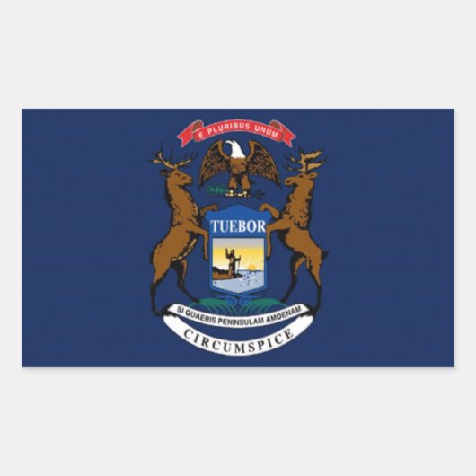 Flagge von Michigan Rechteckiger Aufkleber (Vorderseite)