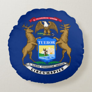 Flagge von Michigan Rundes Kissen