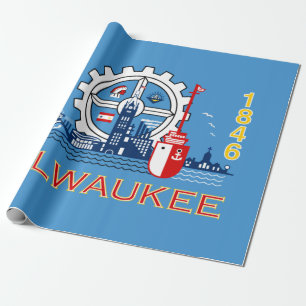 Flagge von Milwaukee (Wisconsin) Geschenkpapier