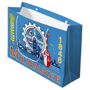 Flagge von Milwaukee, Wisconsin große Geschenktasc Geschenktüte