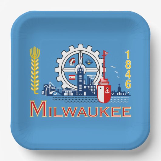 Flagge von Milwaukee, Wisconsin Pappteller (Vorderseite)