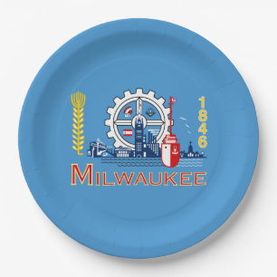 Flagge von Milwaukee (Wisconsin) Pappteller