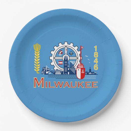 Flagge von Milwaukee (Wisconsin) Pappteller (Vorderseite)