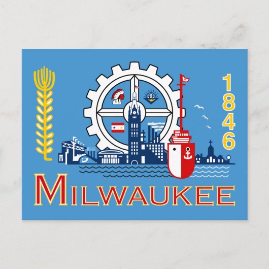 Flagge von Milwaukee, Wisconsin Postkarte (Vorderseite)