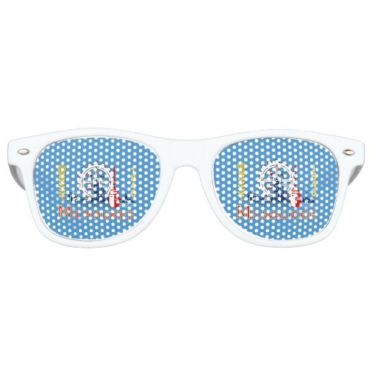 Flagge von Milwaukee, Wisconsin Retro-Sonnenbrille Partybrille (Vorderseite)