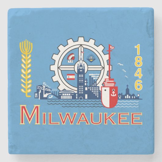 Flagge von Milwaukee (Wisconsin) Steinuntersetzer (Vorderseite)