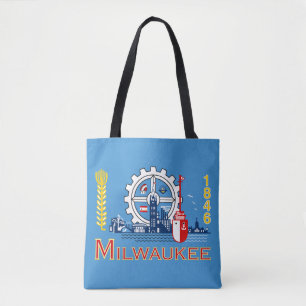 Flagge von Milwaukee, Wisconsin Tote Tag Tasche