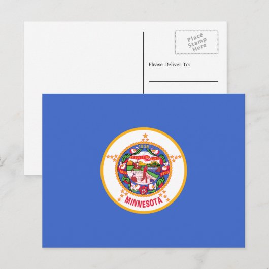 Flagge von Minnesota, Flagge von Minnesota Postkarte (Vorne/Hinten)