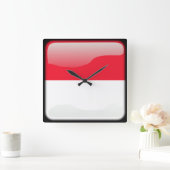 Flagge von Monaco Quadratische Wanduhr (Zuhause)