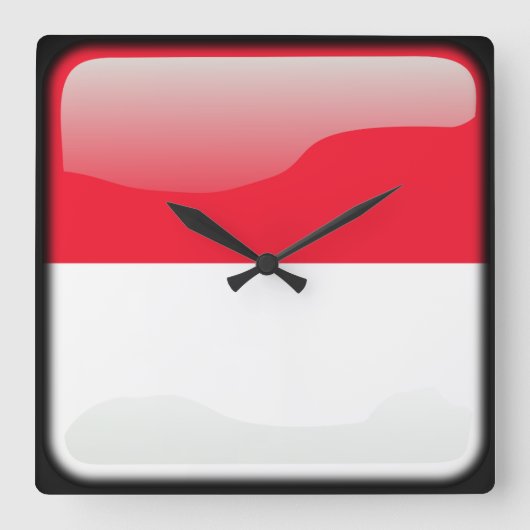 Flagge von Monaco Quadratische Wanduhr (Vorderseite)